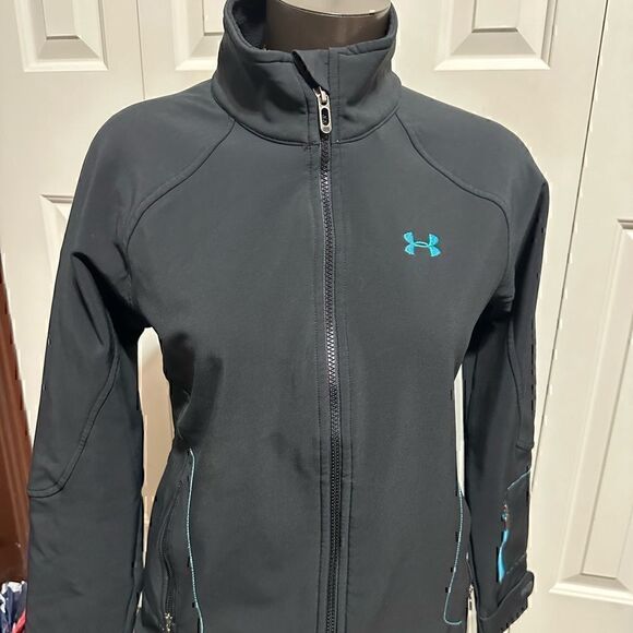 Under Armour Black/Blue Womens Small Softshell Jacket - Picture 1 of 5